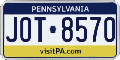 PA license plate JOT8570