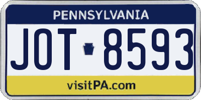 PA license plate JOT8593