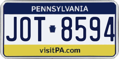PA license plate JOT8594