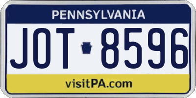 PA license plate JOT8596