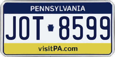 PA license plate JOT8599