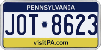 PA license plate JOT8623