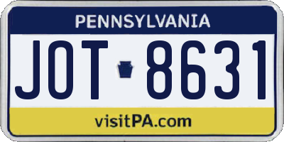 PA license plate JOT8631