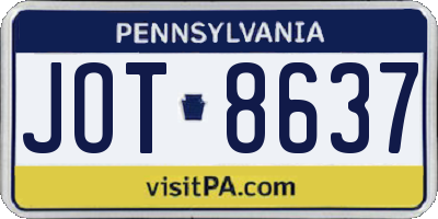 PA license plate JOT8637