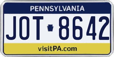 PA license plate JOT8642