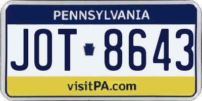 PA license plate JOT8643