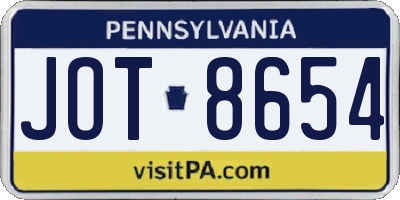 PA license plate JOT8654