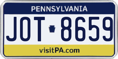 PA license plate JOT8659