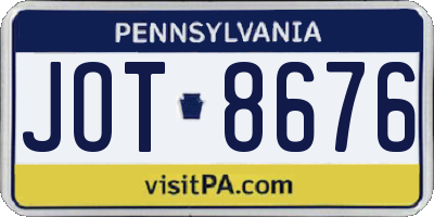 PA license plate JOT8676