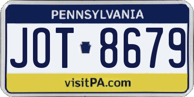 PA license plate JOT8679