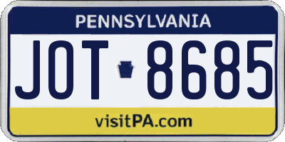 PA license plate JOT8685