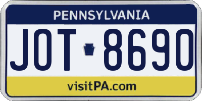 PA license plate JOT8690