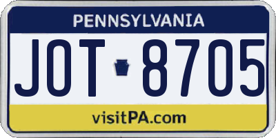 PA license plate JOT8705