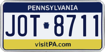 PA license plate JOT8711