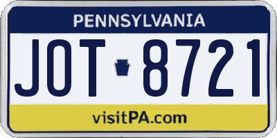 PA license plate JOT8721