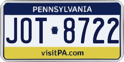PA license plate JOT8722
