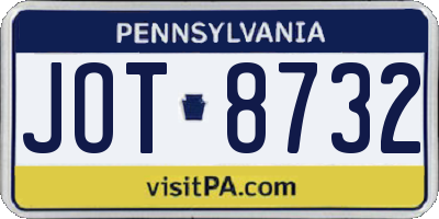 PA license plate JOT8732