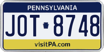 PA license plate JOT8748