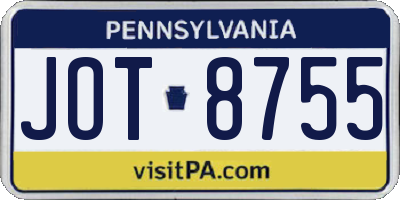 PA license plate JOT8755