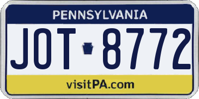 PA license plate JOT8772