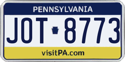PA license plate JOT8773