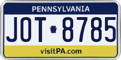 PA license plate JOT8785