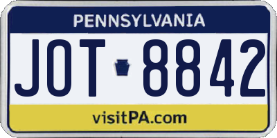 PA license plate JOT8842