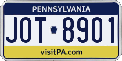 PA license plate JOT8901