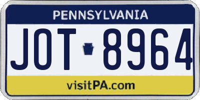 PA license plate JOT8964