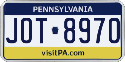 PA license plate JOT8970