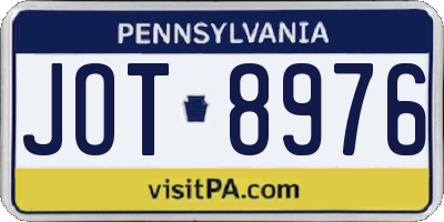 PA license plate JOT8976