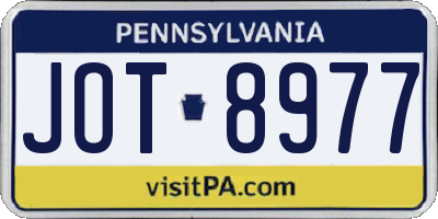 PA license plate JOT8977