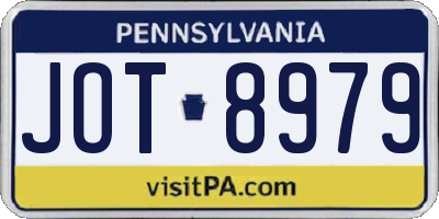 PA license plate JOT8979