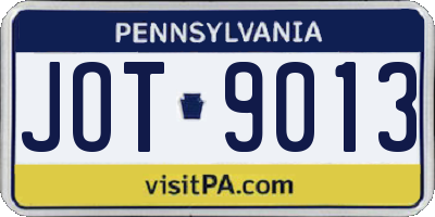 PA license plate JOT9013
