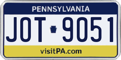 PA license plate JOT9051