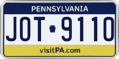 PA license plate JOT9110