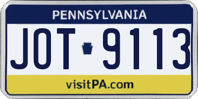 PA license plate JOT9113