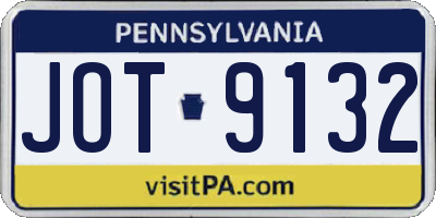 PA license plate JOT9132