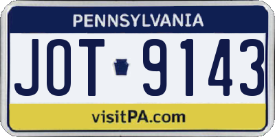 PA license plate JOT9143