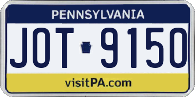 PA license plate JOT9150