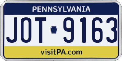 PA license plate JOT9163