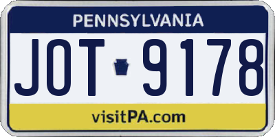 PA license plate JOT9178