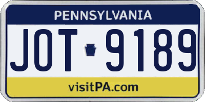 PA license plate JOT9189