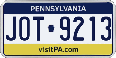 PA license plate JOT9213