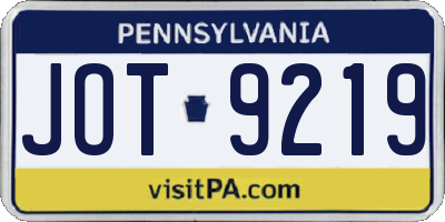 PA license plate JOT9219