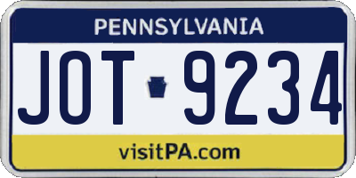 PA license plate JOT9234
