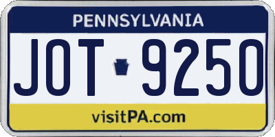 PA license plate JOT9250