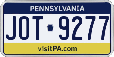 PA license plate JOT9277