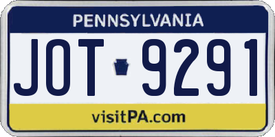 PA license plate JOT9291