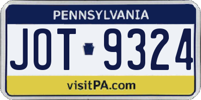 PA license plate JOT9324